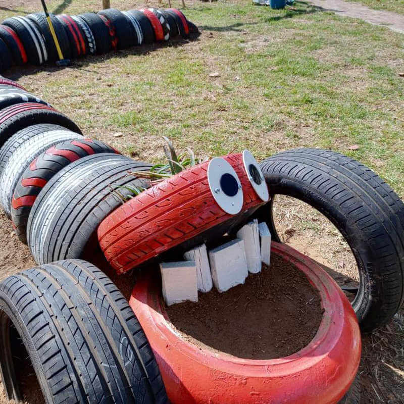 Used Tyres Find New Home At Local Playground